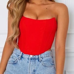 Red Strapless Corset Top